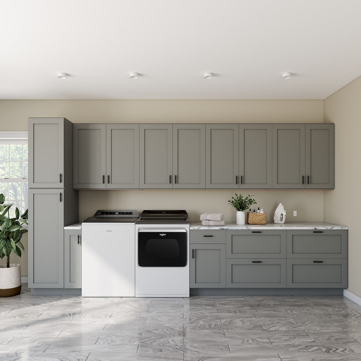 RELIABILT Overlake 24-in W x 36-in H x 24-in D Gray Diagonal Corner Wall Ready To Assemble Plywood Cabinet (Recessed Panel Shaker Style)