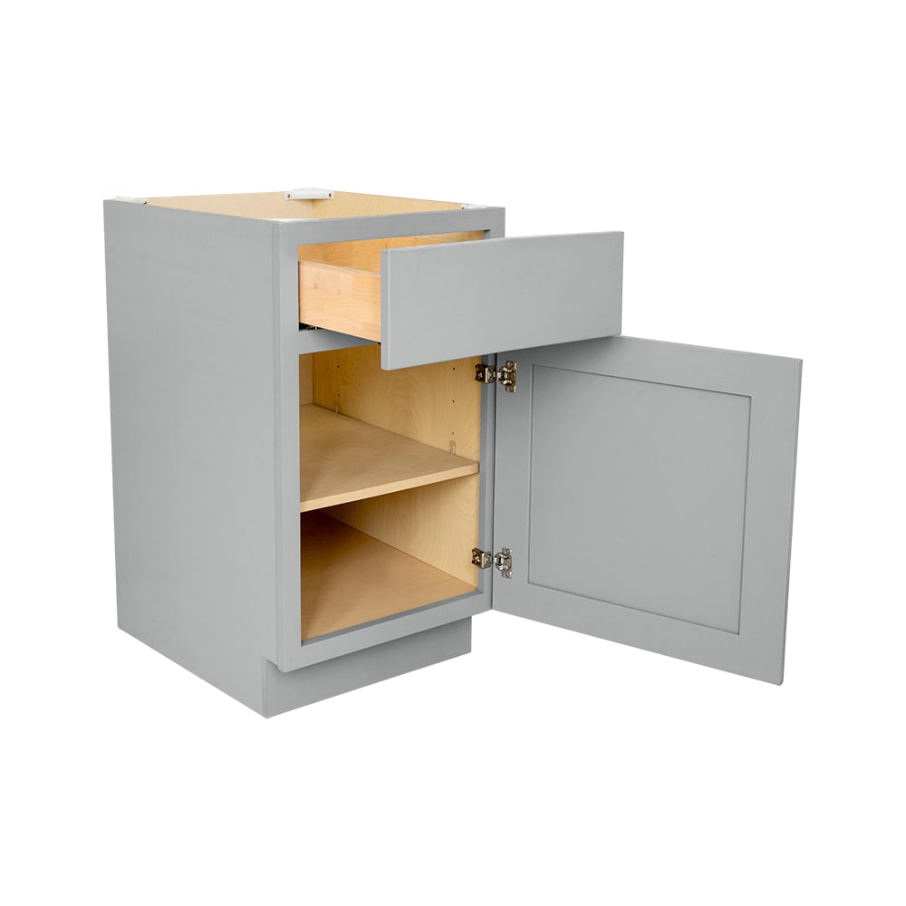 RELIABILT Overlake 24-in W x 34.5-in H x 24-in D Gray 1-Drawer Base Ready To Assemble Plywood Cabinet (Recessed Panel Shaker Door Style)
