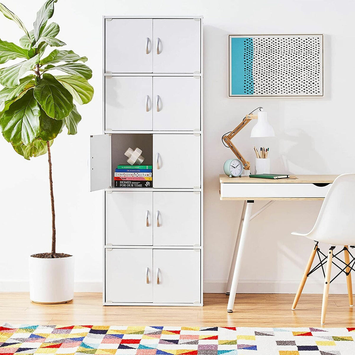 Hodedah 23.6-in W x 67.6-in H Wood White Freestanding Utility Storage Cabinet