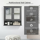 WELLFOR 22-in x 23-in Surface Mount Gray Mirrored Medicine Cabinet