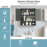 WELLFOR 22-in x 23-in Surface Mount Gray Mirrored Medicine Cabinet