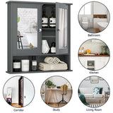 WELLFOR 22-in x 23-in Surface Mount Gray Mirrored Medicine Cabinet