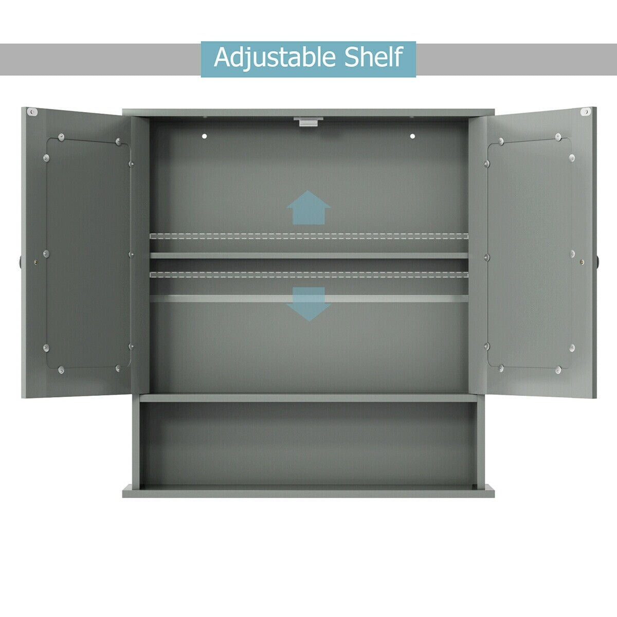 WELLFOR 22-in x 23-in Surface Mount Gray Mirrored Medicine Cabinet