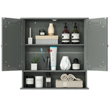 WELLFOR 22-in x 23-in Surface Mount Gray Mirrored Medicine Cabinet