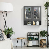 WELLFOR 22-in x 23-in Surface Mount Gray Mirrored Medicine Cabinet