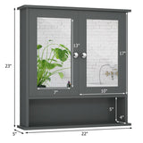 WELLFOR 22-in x 23-in Surface Mount Gray Mirrored Medicine Cabinet