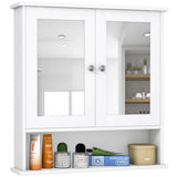 WELLFOR 22-in x 23-in Surface Mount White Mirrored Medicine Cabinet