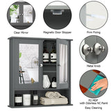 WELLFOR 22-in x 23-in Surface Mount Gray Mirrored Medicine Cabinet
