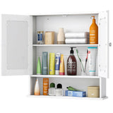WELLFOR 22-in x 23-in Surface Mount White Mirrored Medicine Cabinet