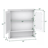 WELLFOR 22-in x 23-in Surface Mount White Mirrored Medicine Cabinet