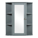 WELLFOR 23.5-in x 28-in Surface Mount Gray Mirrored Medicine Cabinet