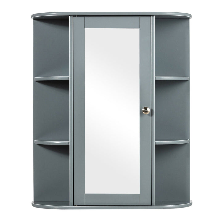 WELLFOR 23.5-in x 28-in Surface Mount Gray Mirrored Medicine Cabinet