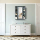 WELLFOR 23.5-in x 28-in Surface Mount Gray Mirrored Medicine Cabinet