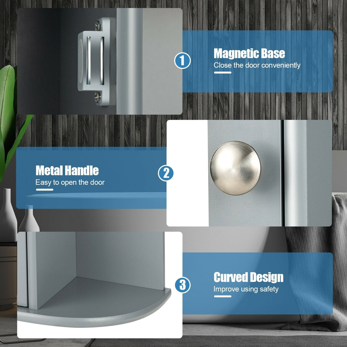 WELLFOR 23.5-in x 28-in Surface Mount Gray Mirrored Medicine Cabinet