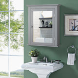 WELLFOR 22-in x 27-in Surface Mount Gray Mirrored Medicine Cabinet