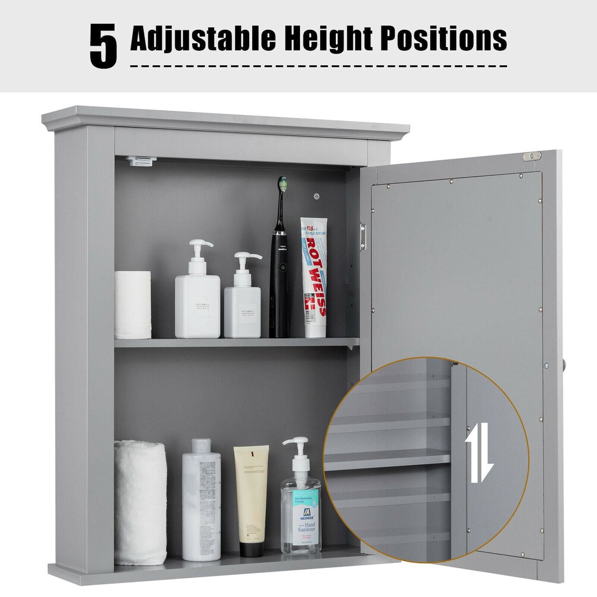WELLFOR 22-in x 27-in Surface Mount Gray Mirrored Medicine Cabinet