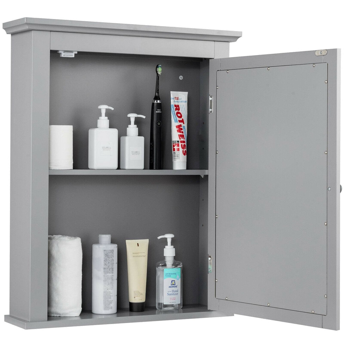 WELLFOR 22-in x 27-in Surface Mount Gray Mirrored Medicine Cabinet
