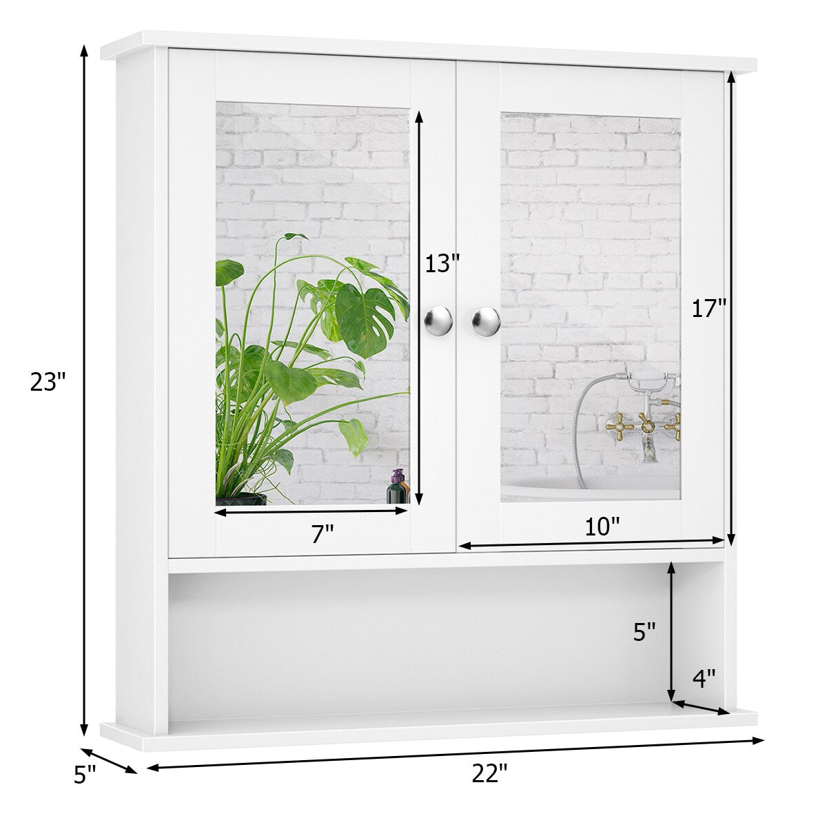WELLFOR 22-in x 23-in x 5-in White Bathroom Wall Cabinet