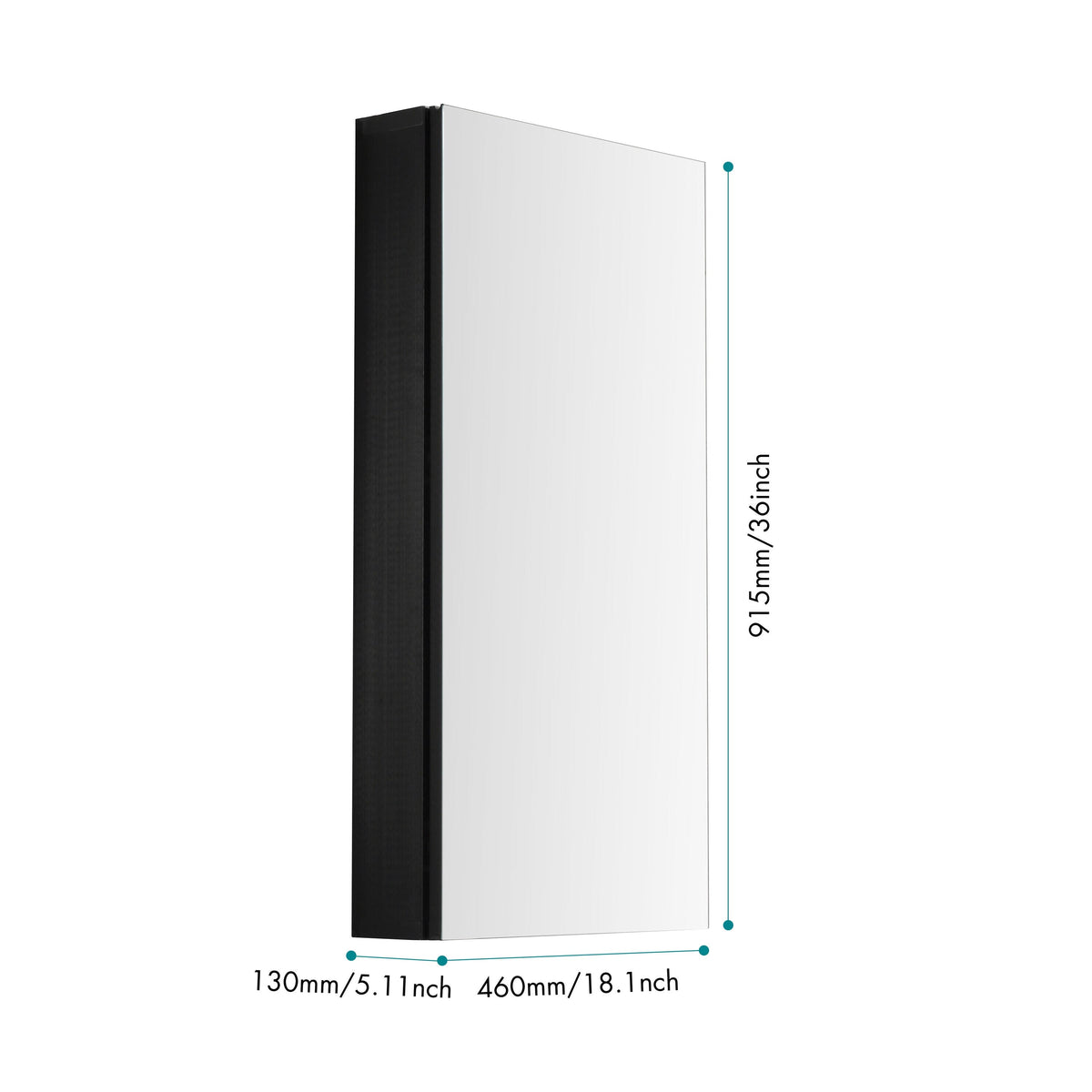 WELLFOR 18-in x 36-in Lighted Surface/Recessed Mount Black Mirrored Soft Close Medicine Cabinet