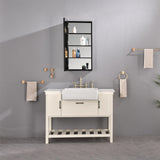 WELLFOR 18-in x 36-in Lighted Surface/Recessed Mount Black Mirrored Soft Close Medicine Cabinet