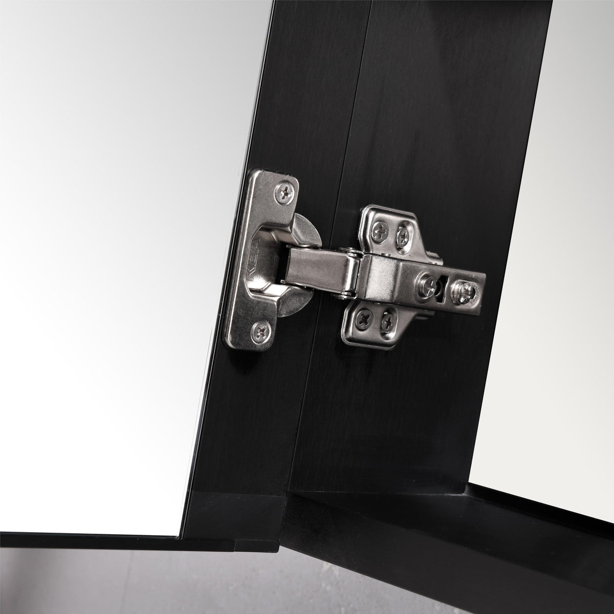 WELLFOR 18-in x 36-in Lighted Surface/Recessed Mount Black Mirrored Soft Close Medicine Cabinet