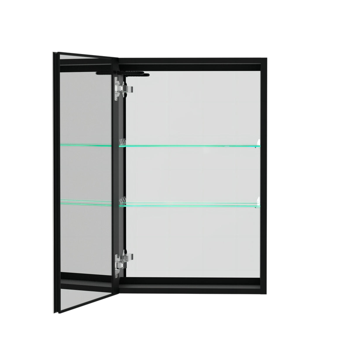WELLFOR BG 30-in x 30-in Lighted LED Fog Free Surface Mount Black Mirrored Soft Close Medicine Cabinet