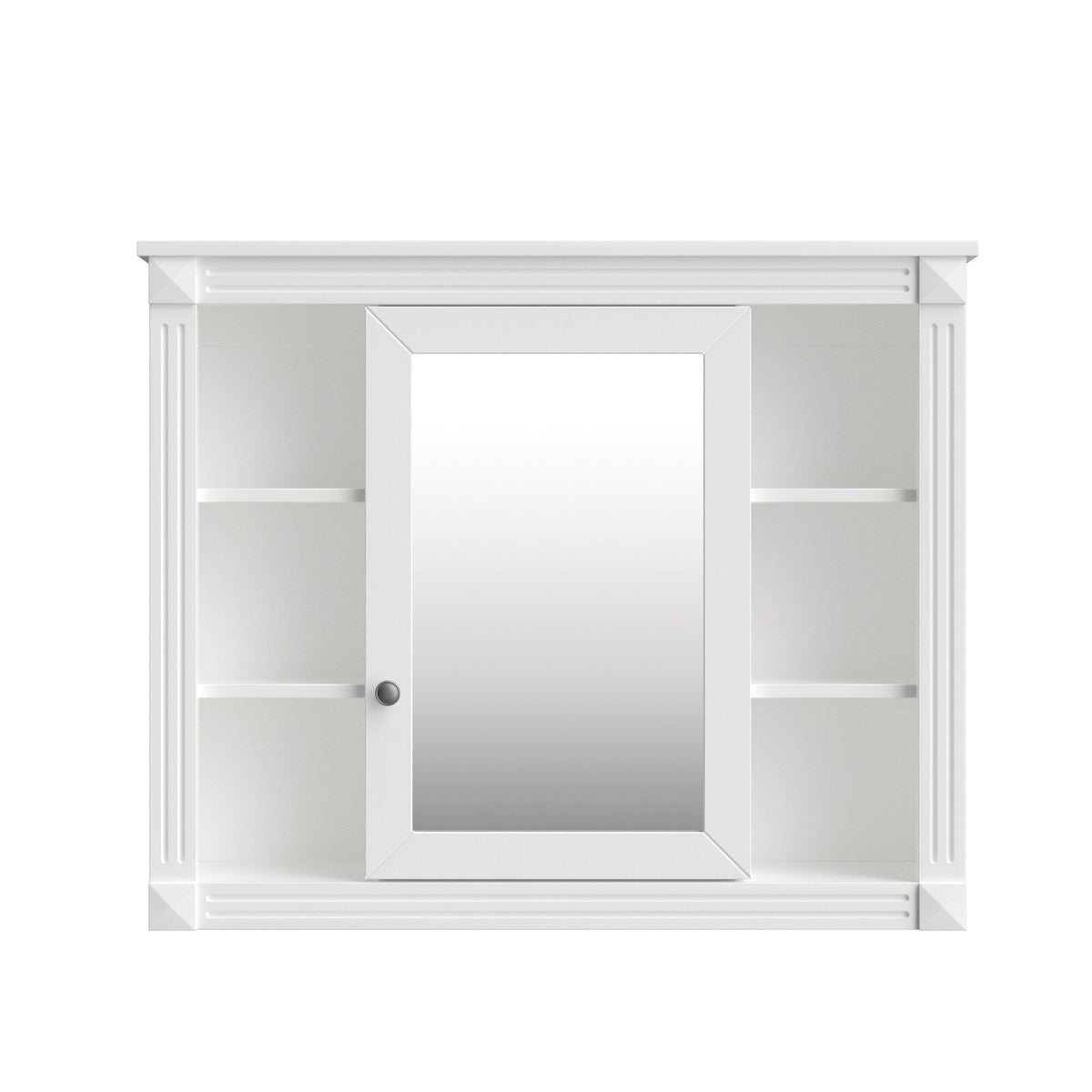 WELLFOR 35-in x 28.7-in Surface Mount White Mirrored Soft Close Medicine Cabinet