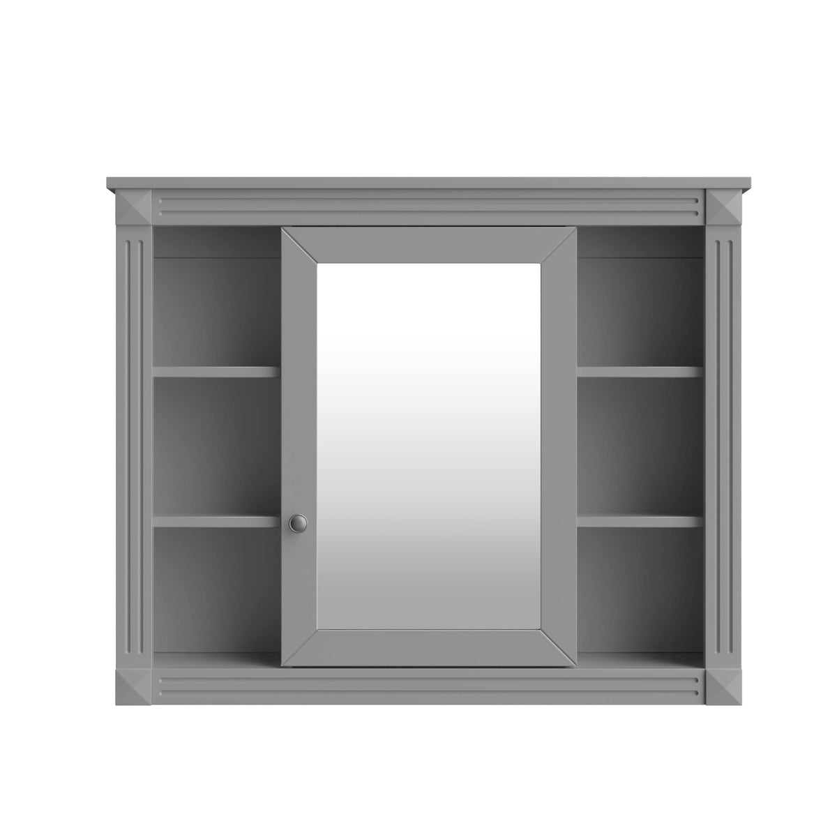 WELLFOR 35-in x 28.7-in Surface Mount Gray Mirrored Soft Close Medicine Cabinet