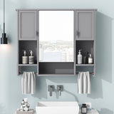 WELLFOR 35-in x 28.7-in Surface Mount Gray Mirrored Soft Close Medicine Cabinet