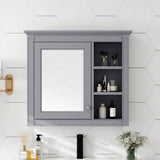 WELLFOR MR 30-in x 28-in Surface Mount Gray Mirrored Soft Close Medicine Cabinet