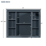 WELLFOR 35-in x 28.7-in Surface Mount Blue Mirrored Soft Close Medicine Cabinet