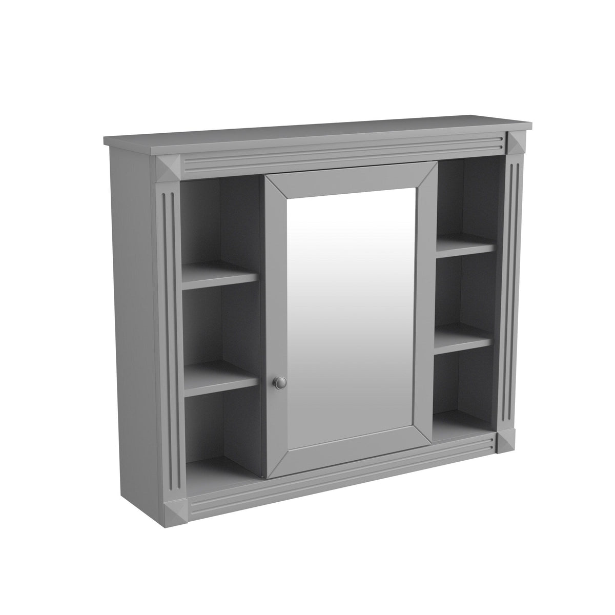 WELLFOR MS 35-in x 28-in Surface Mount Gray Mirrored Soft Close Medicine Cabinet
