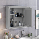 WELLFOR MS 35-in x 28-in Surface Mount Gray Mirrored Soft Close Medicine Cabinet