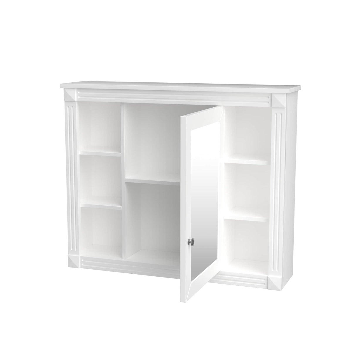 WELLFOR 35-in x 28.7-in Surface Mount White Mirrored Soft Close Medicine Cabinet
