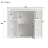 WELLFOR 35-in x 28.7-in Surface Mount White Mirrored Soft Close Medicine Cabinet