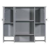 WELLFOR 35-in x 28.7-in Surface Mount Gray Mirrored Soft Close Medicine Cabinet