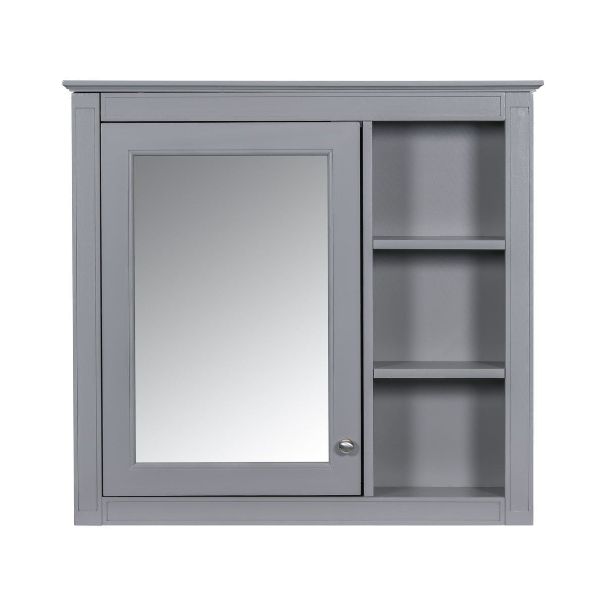 WELLFOR MR 30-in x 28-in Surface Mount Gray Mirrored Soft Close Medicine Cabinet