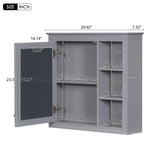 WELLFOR 30-in x 28-in Surface Mount Gray Mirrored Soft Close Medicine Cabinet