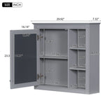 WELLFOR MR 30-in x 28-in Surface Mount Gray Mirrored Soft Close Medicine Cabinet