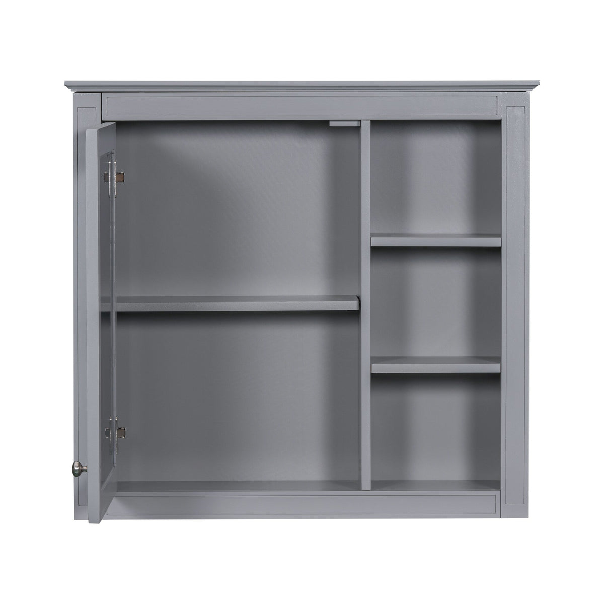 WELLFOR 30-in x 28-in Surface Mount Gray Mirrored Soft Close Medicine Cabinet