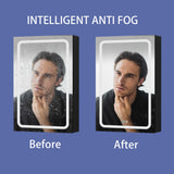 WELLFOR BG 30-in x 30-in Lighted LED Fog Free Surface Mount Black Mirrored Soft Close Medicine Cabinet