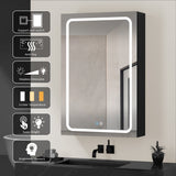 WELLFOR BG 30-in x 30-in Lighted LED Fog Free Surface Mount Black Mirrored Soft Close Medicine Cabinet