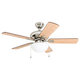Harbor Breeze Caratuk River 52-in Brushed Nickel LED Indoor Ceiling Fan with Light, Reversible Auburn/Blonde Blades (5-Blade)