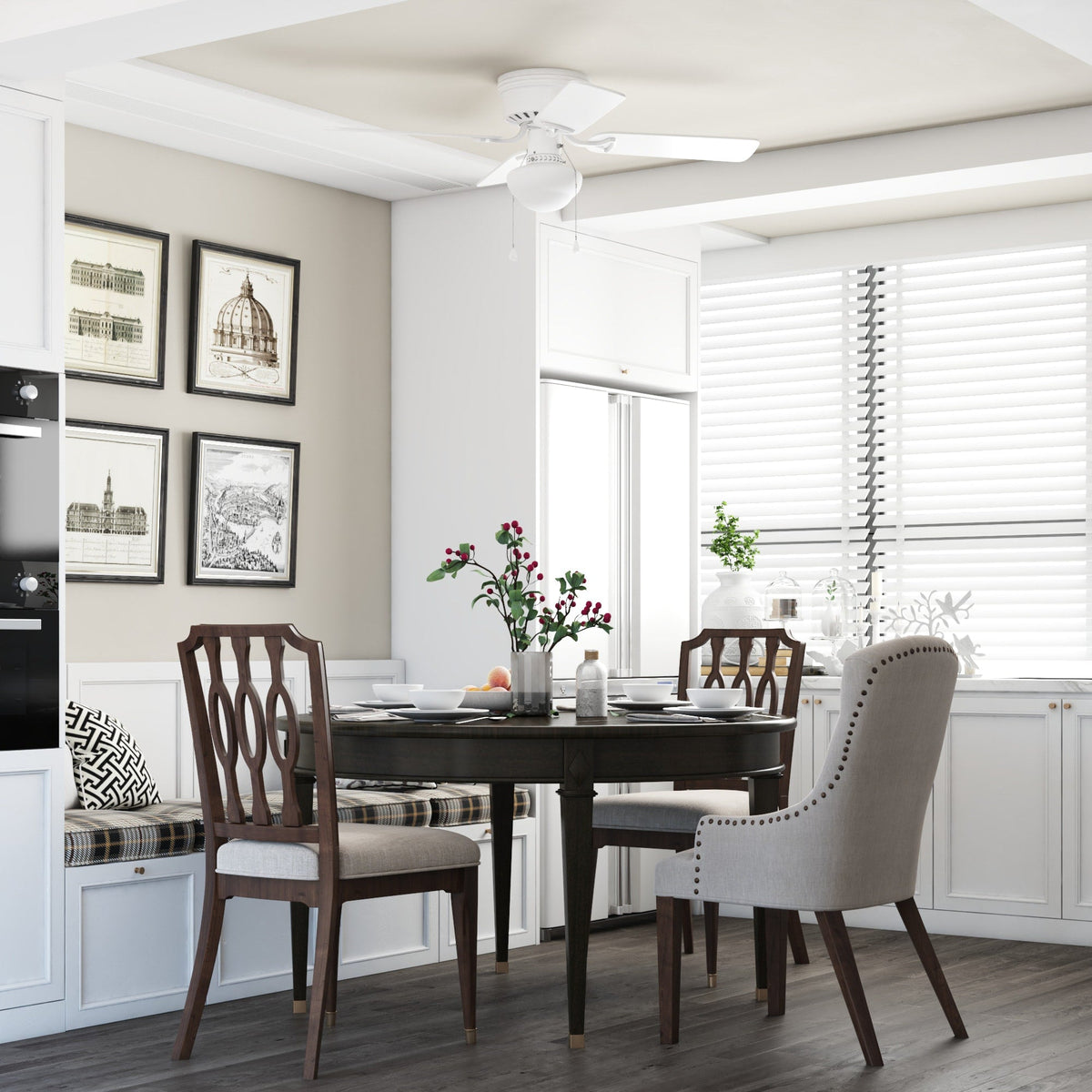 Harbor Breeze Armitage 42-in White LED Indoor Flush Mount Ceiling Fan with Light Kit (4-Blade)