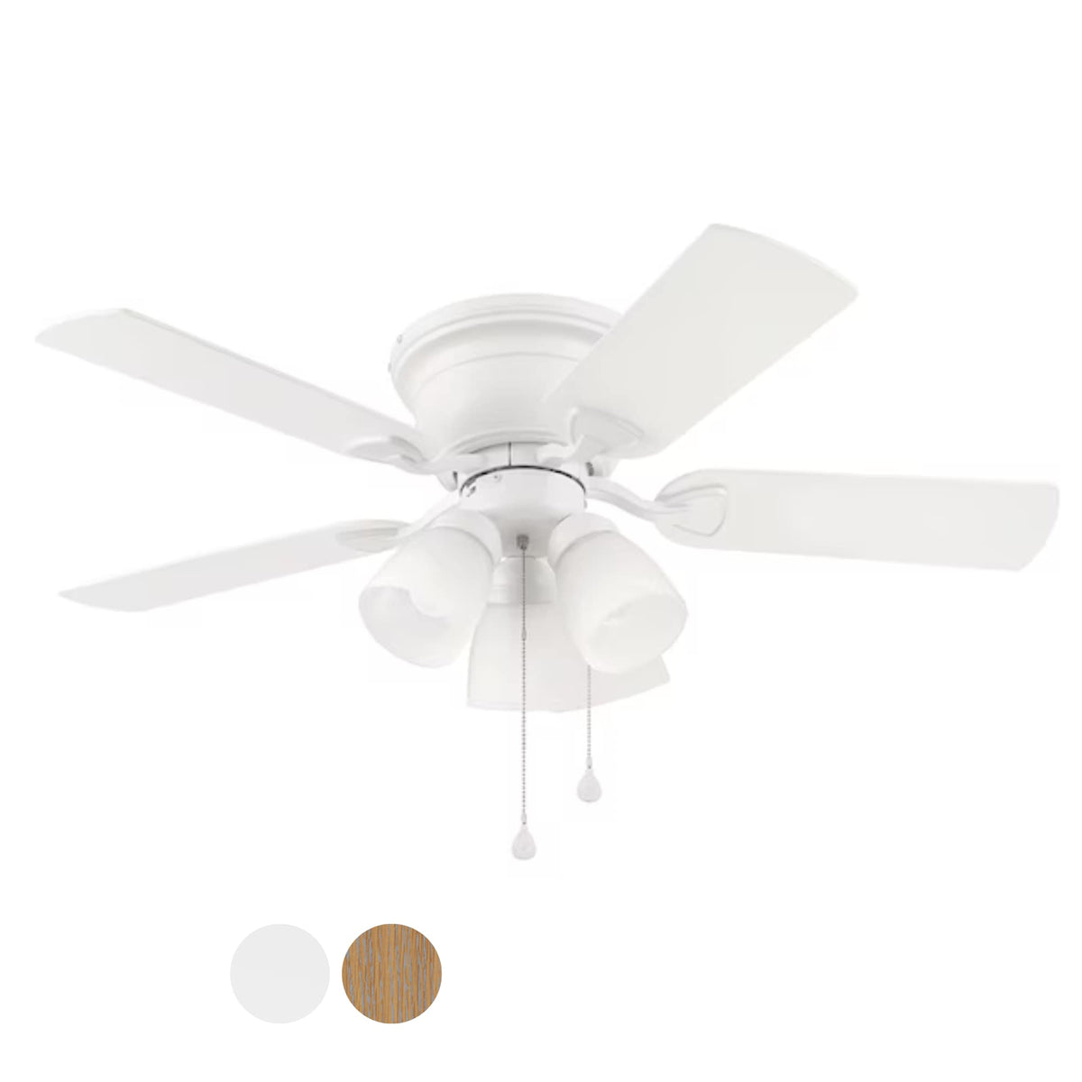 Harbor Breeze Centreville 42-in White LED Indoor Flush Mount Ceiling Fan with Light Kit (5-Blade)