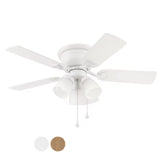 Harbor Breeze Centreville 42-in White LED Indoor Flush Mount Ceiling Fan with Light Kit (5-Blade)