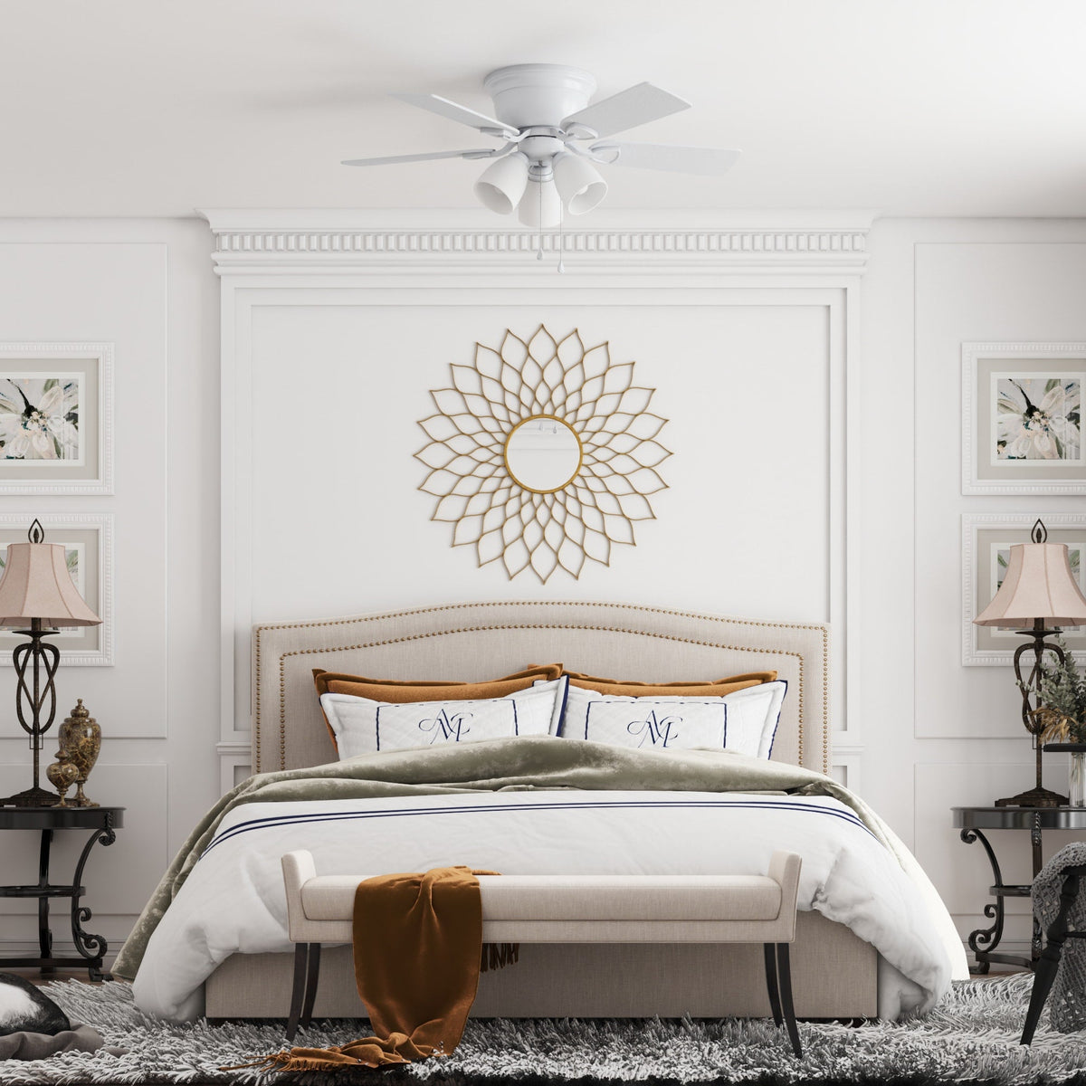 Harbor Breeze Centreville 42-in White LED Indoor Flush Mount Ceiling Fan with Light Kit (5-Blade)