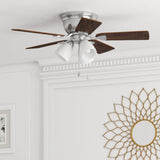 Harbor Breeze Centreville 42-in Brushed Nickel LED Indoor Flush Mount Ceiling Fan with Light Kit (5-Blade)