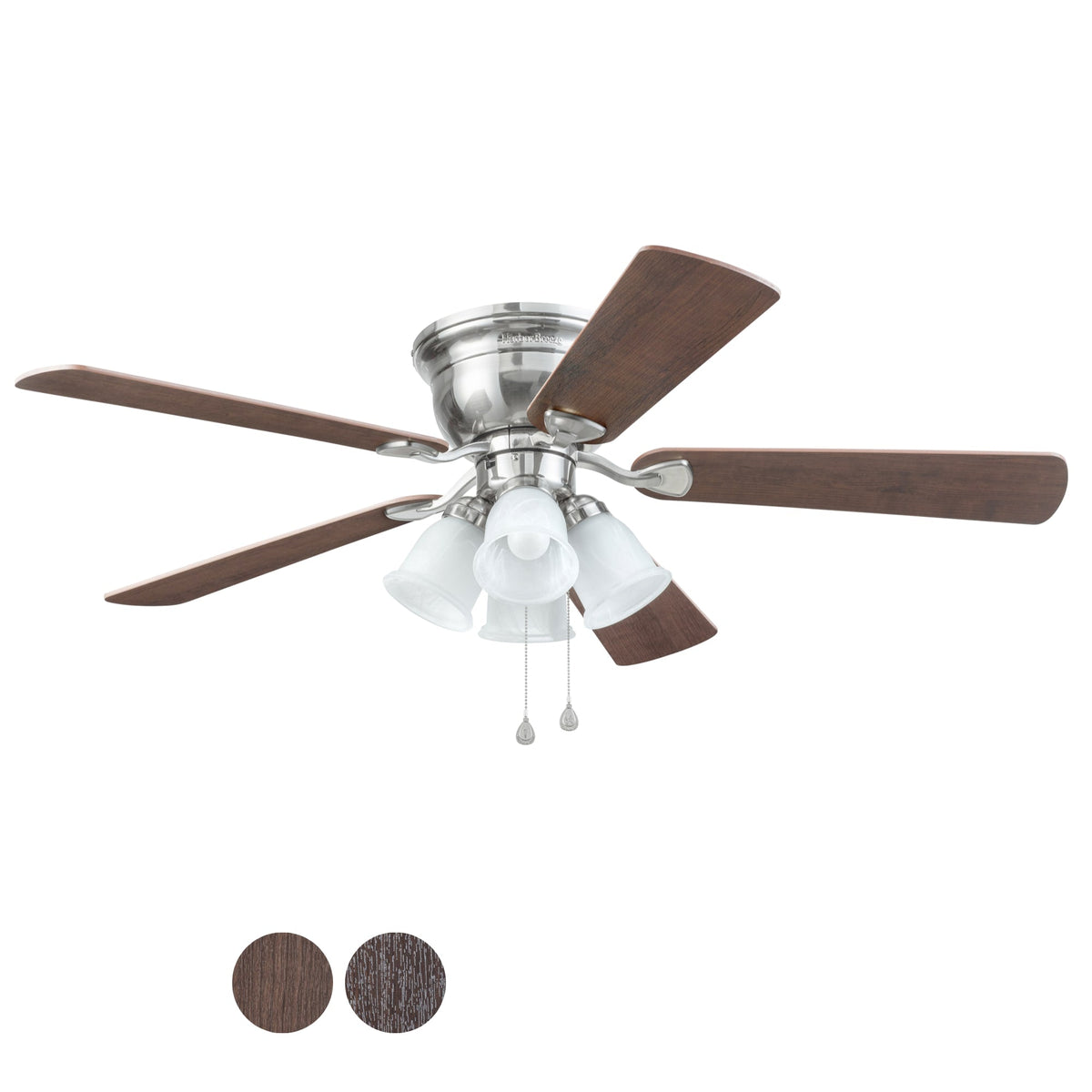 Harbor Breeze Centreville 52-in Brushed Nickel LED Indoor Flush Mount Ceiling Fan with Light Kit (5-Blade)
