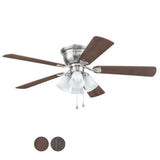 Harbor Breeze Centreville 52-in Brushed Nickel LED Indoor Flush Mount Ceiling Fan with Light Kit (5-Blade)